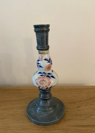 Superbe bougeoir ancien laiton et faïence, condition: Good, €8.00, €9.10 includes Buyer Protection