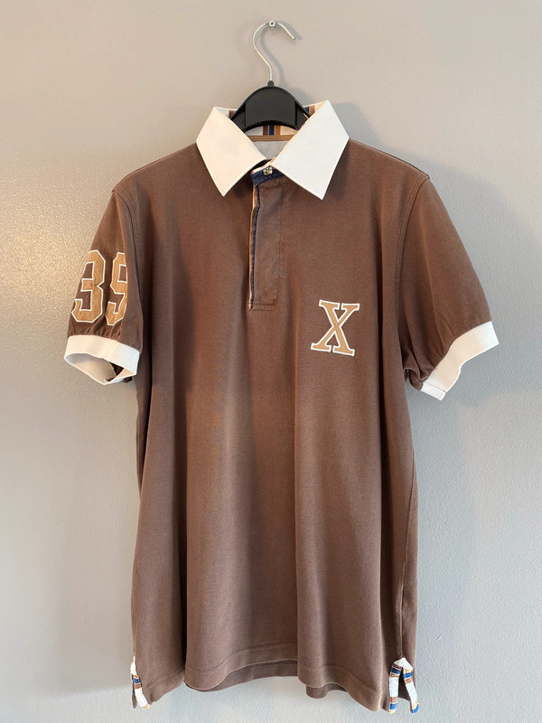 Polo XOOS marron blanc taille 3 M 38