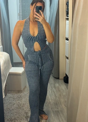 Ensemble maille côtelée à rayures bleues, marque: Shein, état: Neuf sans étiquette, taille: S / 36 / 8, 10,00 €, 11,20 € Protection acheteurs incluse