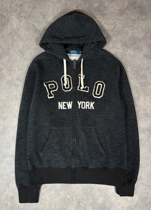 Sweat à capuche zippé Polo Ralph Lauren M en coton gris avec patch logo, brand: Ralph Lauren, condizioni: Ottime, taglia: M, €52.90, €56.25 include la Protezione acquisti