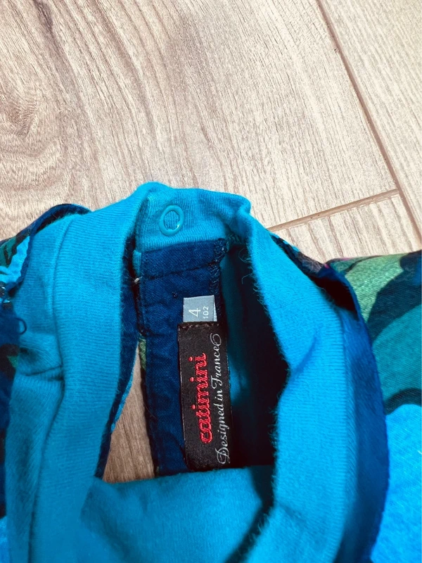 Taille 4 ans tenue 2 pièces fille Catimini bleu turquoise et vert * fleurs rayures * 🩷 - photo numéro 7