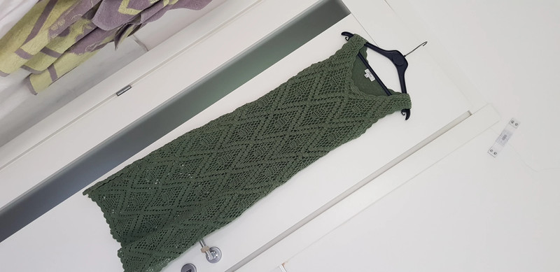 Abito M verde tricot y90s misto setaRobe en mélange de soie des années 90 en tricot vert M 3