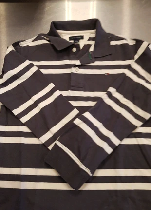 Tommy Hilfiger rugbypolo grijs en crème gestreept maat 122 (Nieuw), marca: Tommy Hilfiger, estado: Nuevo sin etiquetas, tamaño: 8 años / 128 cm, 24,00 €, 25,90 € Protección al comprador incluida