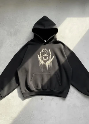 Hoodie Noir Gothique Œil Mystique – Streetwear / Dark Aesthetic / Oversize / Artistique, brand: Maison Solène Rosefield, condition: Very good, size: M, €52.90, €56.25 includes Buyer Protection