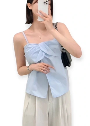 Top tirantes mujer azul celeste con lazo elegante y femenino - Local Corea, marca: Local, estado: Nuevo sin etiquetas, tamaño: XS / 34 / 6, 10,00 €, 11,20 € Protección al comprador incluida