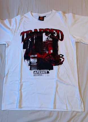 T-shirt Apeshit blanc Trapped, marque: Apeshit, état: Très bon état, taille: L, 10,00 €, 11,20 € Protection acheteurs incluse