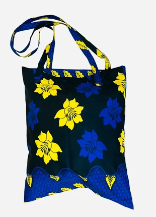 Sac-Tote bag / Tissu en Wax Jaune et Bleu / Made in Afrique, marca: Africa, estado: Nuevo sin etiquetas, 25,00 €, 26,95 € Protección al comprador incluida
