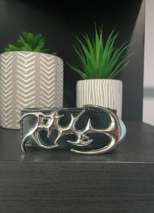 Black y2k emo style belt with silver statement piece, brand: y2k, condition: New without tags, size: 42 in | 105 cm, £9.00, £10.15 includes Buyer Protection
