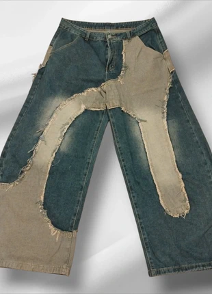 Pantalon baggy Streetwear Y2K – Patchwork Vintage Délavé - Taille L - motifs à relief, marque: y2k, état: Neuf sans étiquette, taille: L, 30,00 €, 32,20 € Protection acheteurs incluse