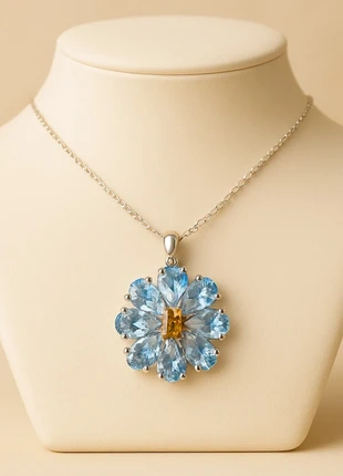 Vibrant Aquamarine & Citrine Necklace – Sterling Silver Gemstone Design by Curación Holistica, marca: Curacionholistica, estado: Muy bueno, 289,00 €, 304,15 € Protección al comprador incluida