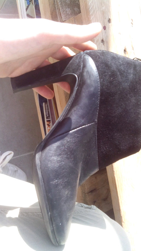 Low boots bi matière daim et cuir noires 3