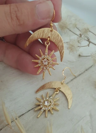 Boucles d'oreilles lunes / soleil avec crochets en argent plaqué, marca: Fait Main, estado: Nuevo sin etiquetas, 9,00 €, 10,15 € Protección al comprador Pro incluida