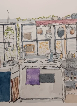 Dipinto ad acquerello "In cucina" cm 25x16, brand: acquarello, condizioni: Nuovo senza cartellino, €25.00, €26.95 include la Protezione acquisti