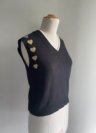 Gilet noir cœur doré - taille M, estado: Muy bueno, tamaño: M / 38 / 10, 4,00 €, 4,90 € Protección al comprador incluida