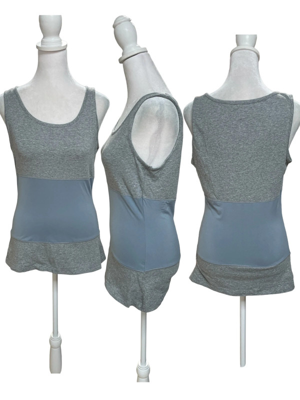 Gabby Reece Collection for Danskin Now Gray & Blue Sleeveless Tank Top Size L 1