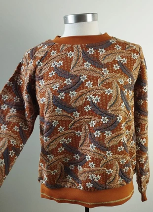 Pull col rond & Other Stories - Taille 40 - Imprimé floral tons camel, doré et gris, merk: & Other Stories, staat: Heel goed, maat: L / 40 / 12, € 24,00, € 25,90 inclusief Kopersbescherming