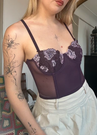 Top corset violet en mesh style fairycore Y2K année 2000, marke: Vintage Love, zustand: Sehr gut, 19,00 €, 20,65 € inklusive Vinted-Käuferschutz