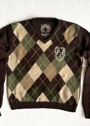 Argyle v-neck jumper Pepe Jeans London, merk: Pepe Jeans, staat: Heel goed, maat: S, € 32,00, € 34,30 inclusief Kopersbescherming