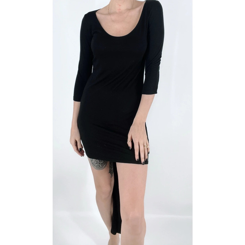 Soprano Hi Low Black Quarter Sleeve Dress Size Small 2