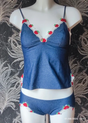 Sublime 😍 ensemble caraco shorty aspect jean., marca: Maison Lejaby, estado: Nuevo sin etiquetas, tamaño: S / 36 / 8, 19,00 €, 20,65 € Protección al comprador incluida