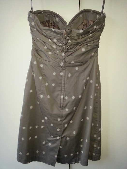 Robe bustier taupe a pois blanc 5