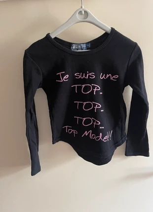 Haut noir manches longues « Je suis une top model », brand: FPC, condition: Good, size: 8 years / 128 cm, €1.00, €1.75 includes Buyer Protection