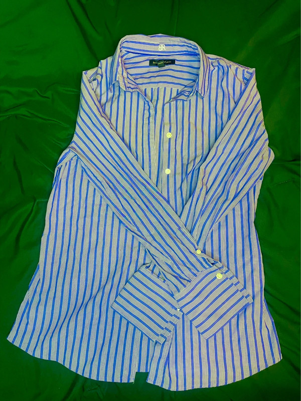 Banana Republic Striped Blue Button Down 1