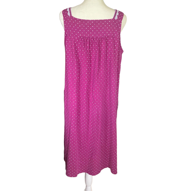 Aria Collection women's L 12-14 pink polka dot tank style nightgown sleepwear 4