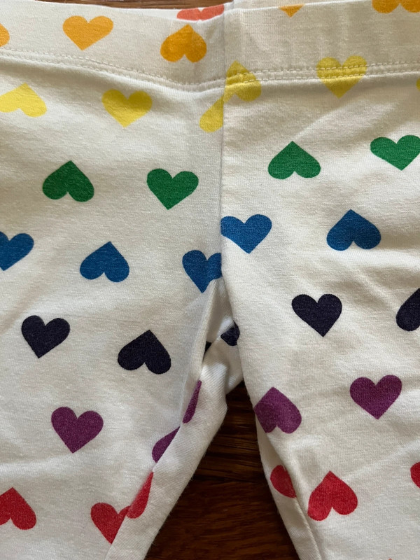 NWOT Primary Rainbow Hearts Stretchy Pants Baby Size 0-3M 3
