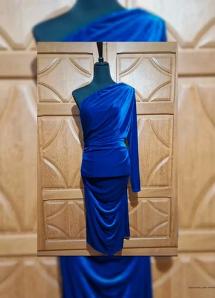 Robe bleue électrique drapée asymétrique en velours - Curve fêtes soirée cocktail 4xl = 52, brand: Shein, condizioni: Ottime, taglia: 6XL / IT 56 / EU 52, €11.00, €12.25 include la Protezione acquisti