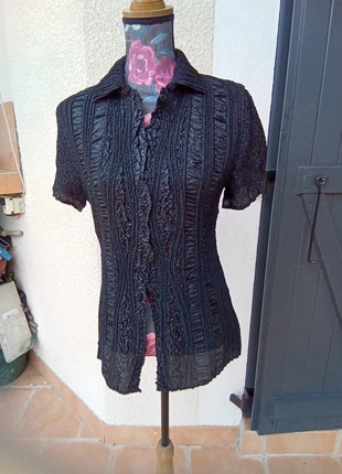 Chemisier froissé noir, marke: Laetitia Star, zustand: Neu, größe: L / 40 / 12, 5,00 €, 5,95 € inklusive Vinted-Käuferschutz