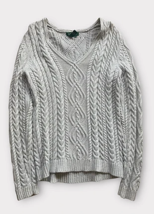 Pull Lauren Ralph Lauren gris maille argentée col v femme - Taille L #P001, marque: Ralph Lauren, état: Très bon état, taille: L / 40 / 12, 23,00 €, 24,85 € Protection acheteurs incluse