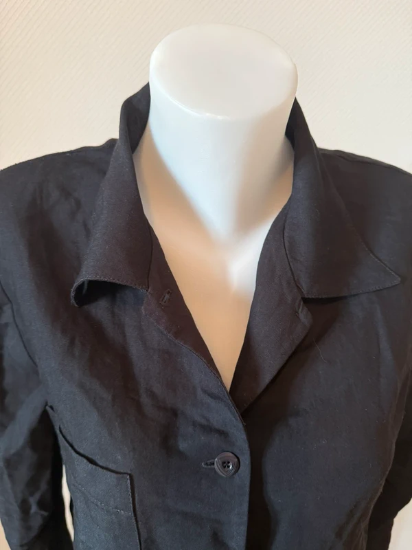 Blouse vintage en lin noir en très bon état taille 40 infinitif - photo numéro 6
