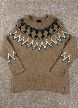 80s/90s True Vintage Knit Jumper – Beige Argyle / Crazy Pattern – Size M, brand: other, condition: Very good, size: M / UK 12-14, £19.99, £21.69 includes Buyer Protection