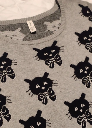 Jersey túnica largo gatitos negros con lazo punto fino elástico super bonito, marque: Kiabi, état: Neuf sans étiquette, taille: XL / 42 / 14, 10,00 €, 11,20 € Protection acheteurs incluse