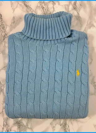 Sweat/Pull Cable Knit ,Torsadé Ralph Lauren Bleu / Logo brodé Jaune / Taille M/L Femme, marca: Ralph Lauren, estado: Muy bueno, tamaño: L / 40 / 12, 55,00 €, 58,45 € Protección al comprador incluida