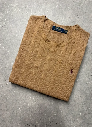 Pull col rond torsadé Ralph Lauren marron brodé sweat cable knit PURL5-9, brand: Ralph Lauren, condition: Very good, size: M, €49.90, €53.10 includes Buyer Protection Pro