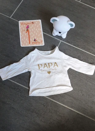 T-shirt Manches longues 1 mois, brand: Kiabi, condition: Very good, size: Up to 1 month / 50 cm, €1.00, €1.75 includes Buyer Protection