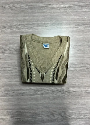 Pull jacquard vintage col V - Motif géométrique - Kaki / Doré - Taille M, marque: Vintage Dressing, état: Très bon état, taille: M, 7,20 €, 8,26 € Protection acheteurs incluse