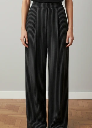 Pantalon long femme taille haute à rayures contraste, jambe droite élégante avec zip, style chic, merk: Vintage Dressing, staat: Heel goed, maat: S / 36 / 8, € 30,00, € 32,20 inclusief Kopersbescherming