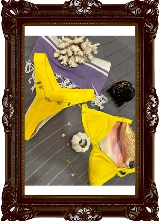 Superbe bikini triangle 2 pièces jaune avec chaînes et charm de l’océan neuf, brand: Glamour, condition: Very good, size: L / 40 / 12, €10.00, €11.20 includes Buyer Protection