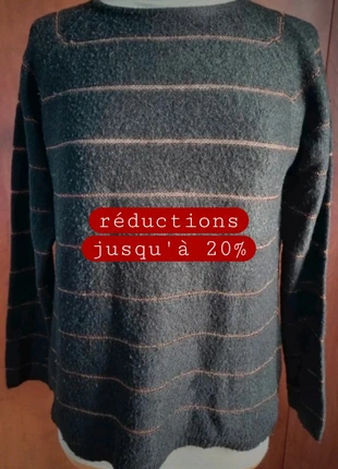 Pull noir avec rayures pailleté taille M, marque: In Extenso, état: Bon état, taille: M / 38 / 10, 10,00 €, 11,20 € Protection acheteurs incluse