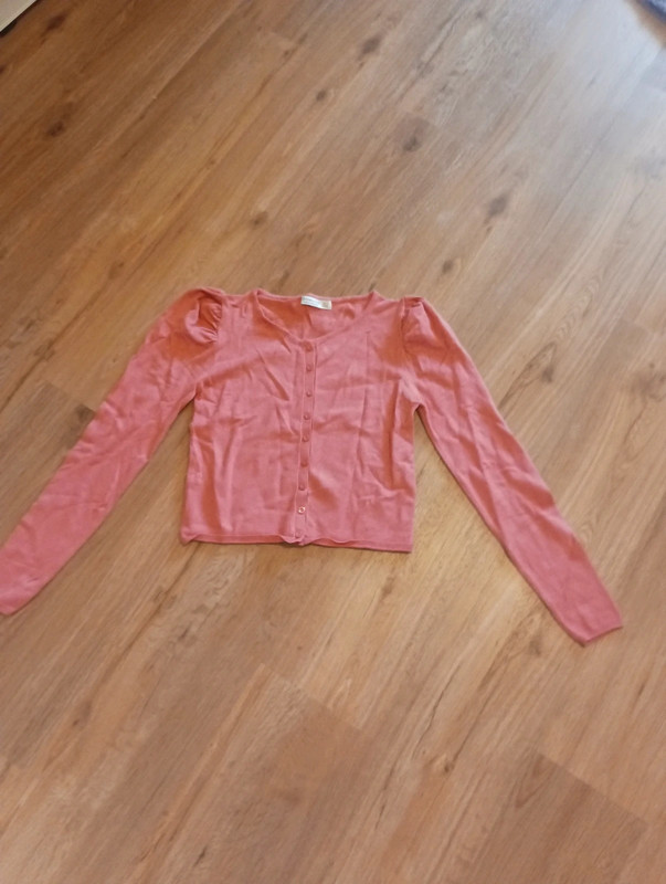 Cardigan cor de rosa crop top 1