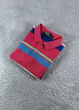 Ralph Lauren Polo Multicolore L Vintage Coton Logo Brodé Rayé rouge bleu / Striped Shirt 00365, marque: Ralph Lauren, état: Bon état, taille: L, 10,00 €, 11,20 € Protection acheteurs (Pro) incluse