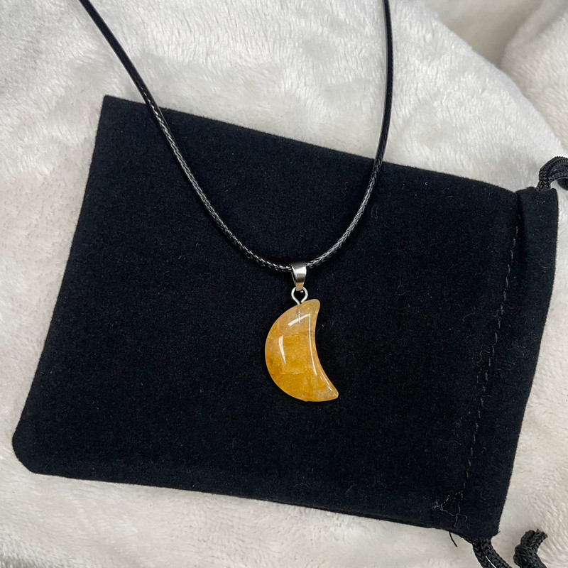Crystal Necklace Citrine Crescent Moon Pendant Gemstone Crystal Jewelry 2