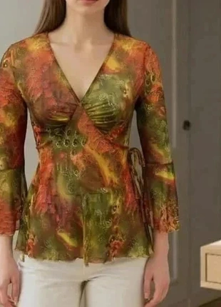 Haut cache-cœur vintage imprimé psychédélique multicolore femme S, marque: Lys & Lune, état: Neuf sans étiquette, taille: S / 36 / 8, 24,90 €, 26,85 € Protection acheteurs (Pro) incluse