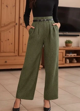 Pantalon vert olive à pinces avec ceinture - Élégance structurée & allure intemporelle, état: Très bon état, taille: M / 38 / 10, 44,90 €, 47,85 € Protection acheteurs (Pro) incluse