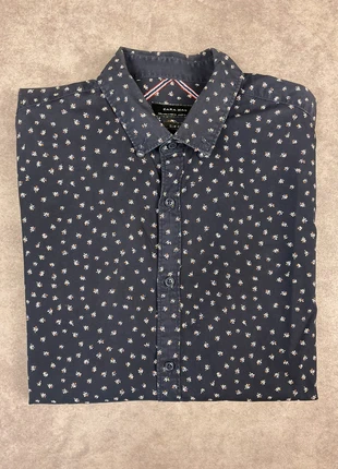 Chemise à motifs floral slim-fit Zara Man bleue marine en coton taille L pour hommes, marke: Zara Man, zustand: Gut, größe: L, 1,30 €, 2,07 € inklusive Vinted-Käuferschutz