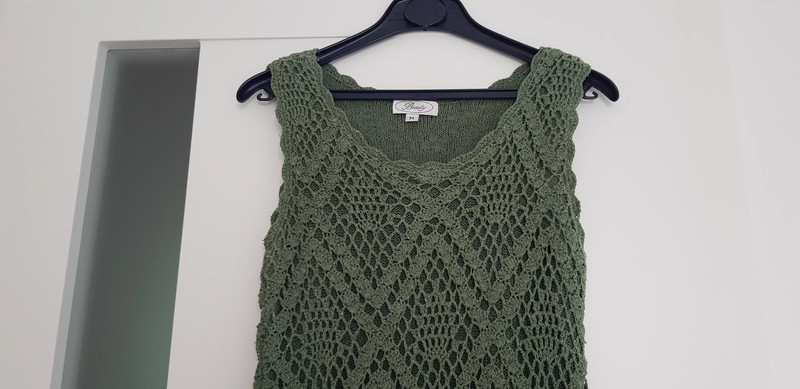 Abito M verde tricot y90s misto setaRobe en mélange de soie des années 90 en tricot vert M 4