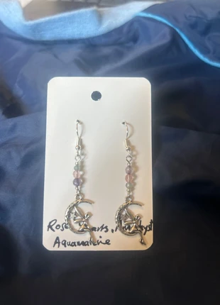 Amethyst, rose quarts and aquamarine crystal earrings, condition: New with tags, €5.50, €6.48 includes Buyer Protection